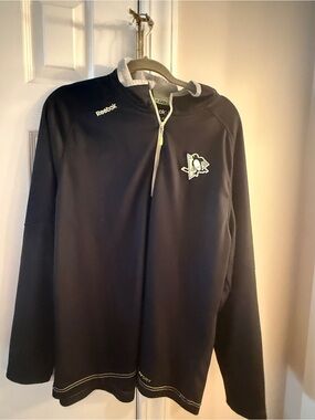 Reebok Black Men's Pittsburgh Penguins Half-Zip Pullover